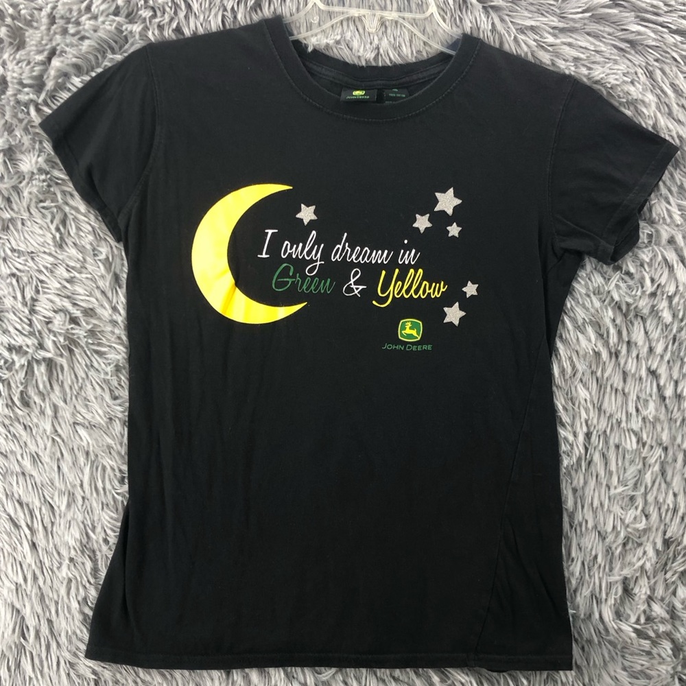 John Deere Tshirt Womens Small I Only Dream In Green Yellow Tractor Embellished